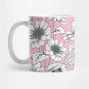 Sunflowers Line Art Pattern Mug